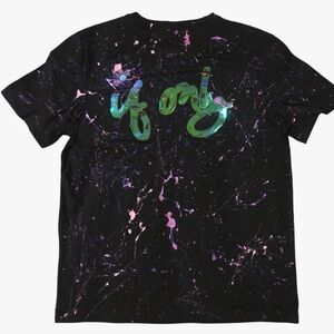 IF ONLY LIMITED EDITION x Pink Splatter Black Holographic Crew Neck T Shirt